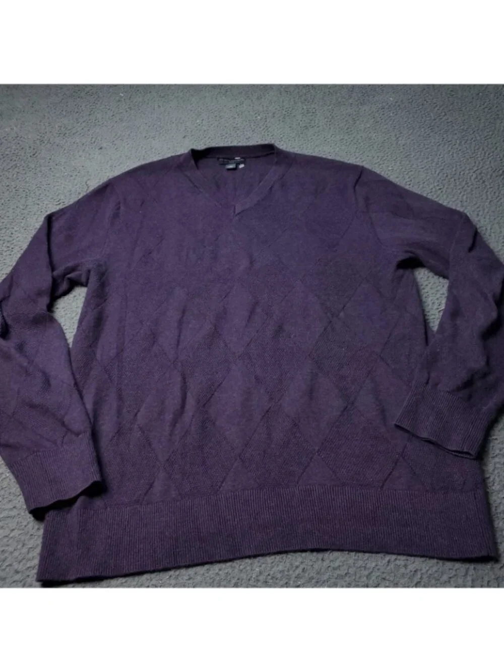 Banana Republic Sweater Mens M Medium Cotton Argyle Diamond Purple  Pullover
